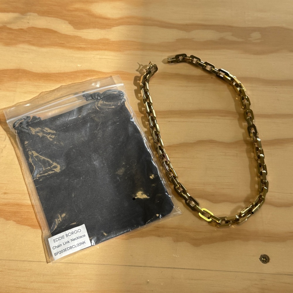 NEW Eddie Borgo Gold Supra Link Necklace Chain 18" 12K Gold Platted - Picture 3 of 5